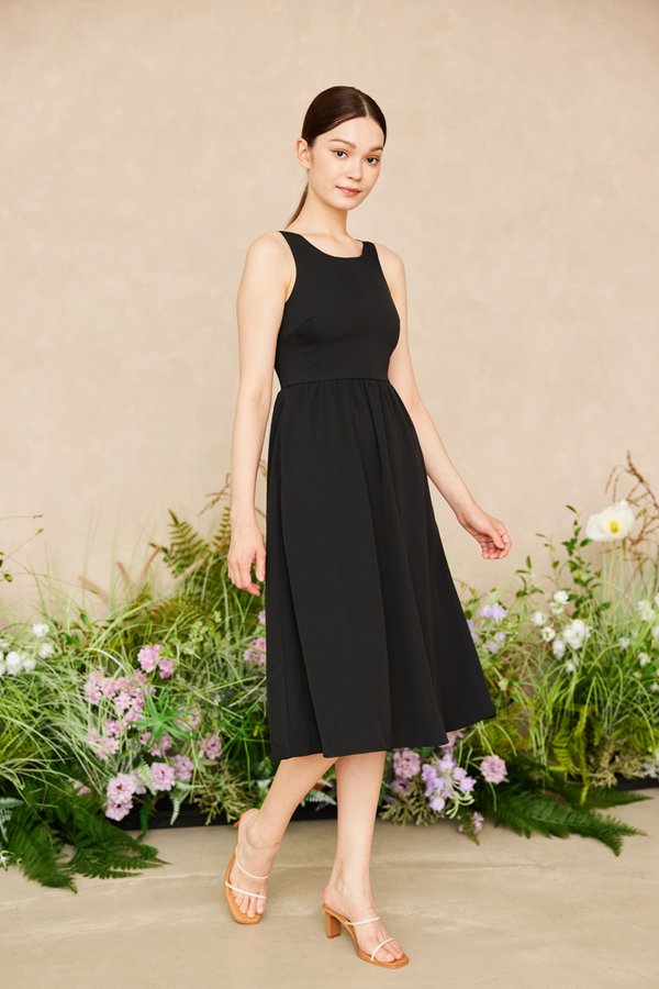 Eugenie Flare Dress in Black