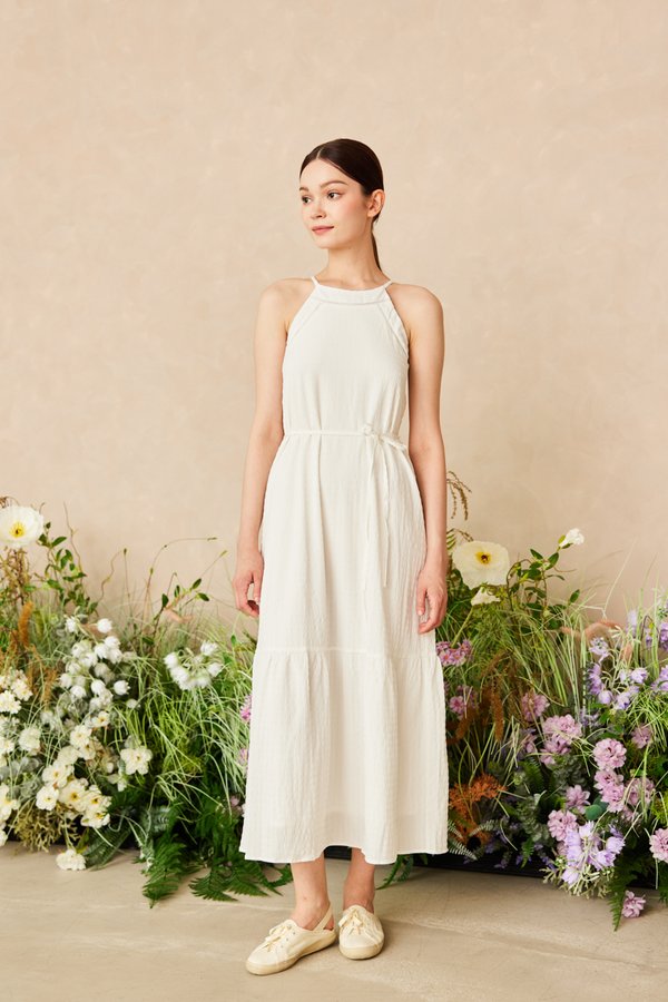 Coralyn Lattice Maxi Dress in White