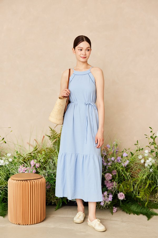 Coralyn Lattice Maxi Dress in Baby Blue
