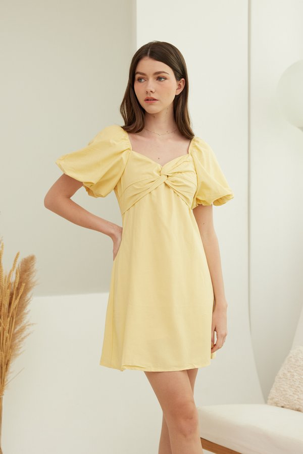 Chelsa Knot Front Dress Romper in Sunshine Yellow