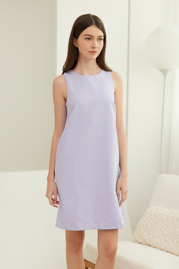 Elayne Textured Shift Dress in Lilac