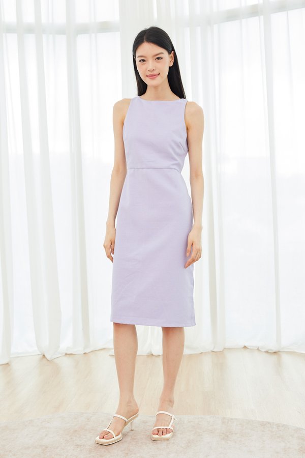 Leah Textured Work Dress in Lilac