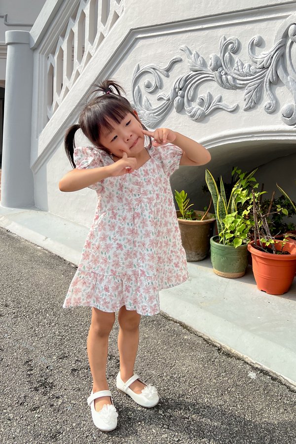 Arielle Girls Dress in Pink Floral