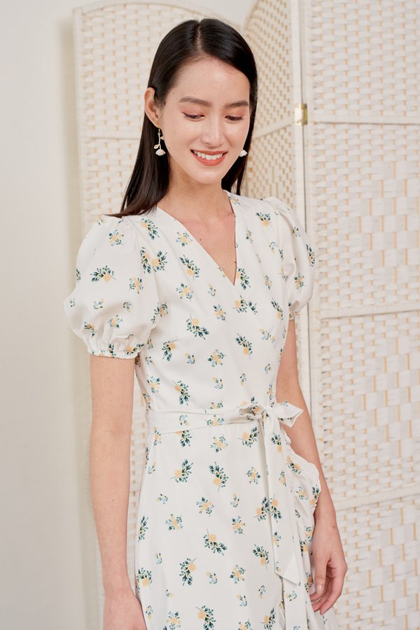 ARISSA Wrap Dress in Yellow Floral, By LVG