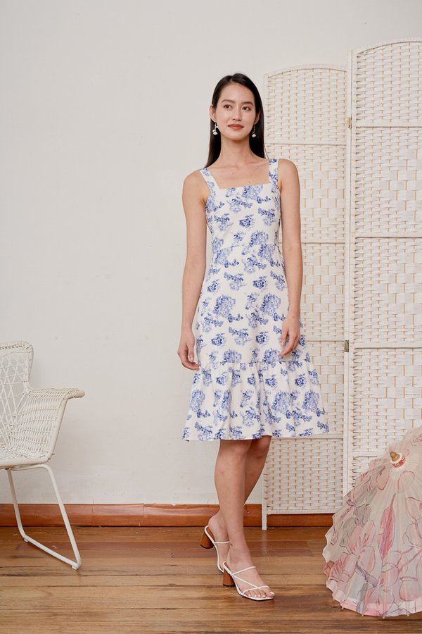 EMERIS Dropwaist Dress in Blue Floral, By LVG