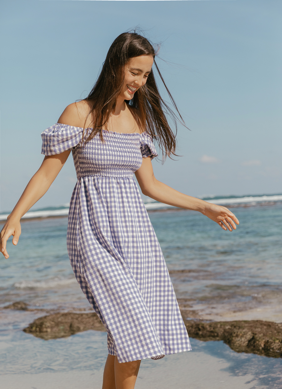 White and blue deals gingham dress