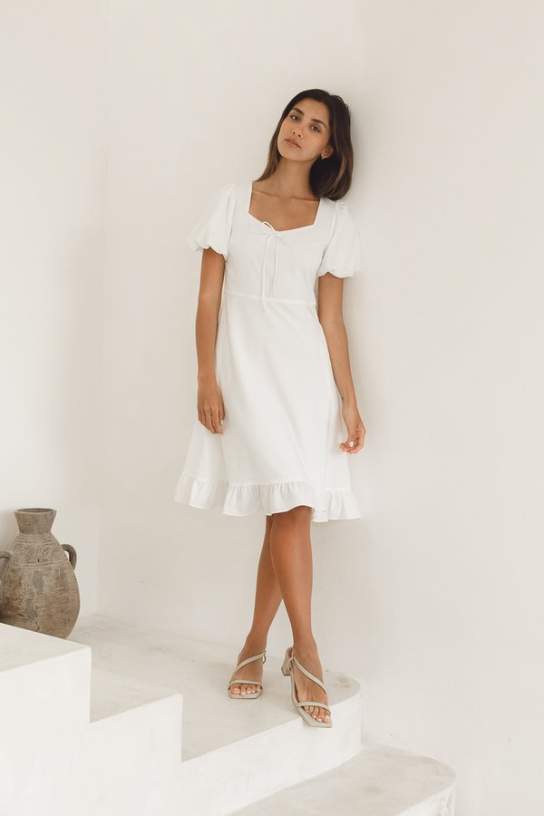 Mabel Ribbon Dress in White