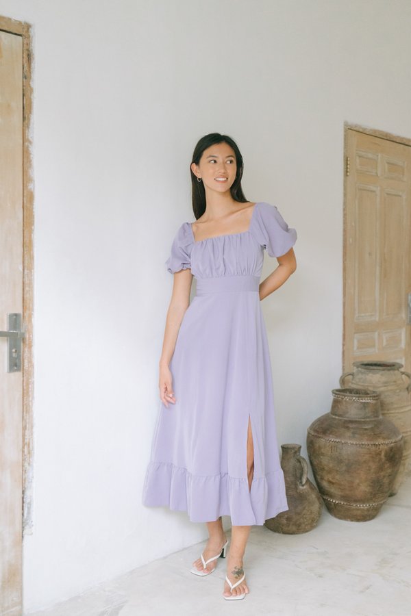 Daleyza Puff Sleeves Dress in Lilac