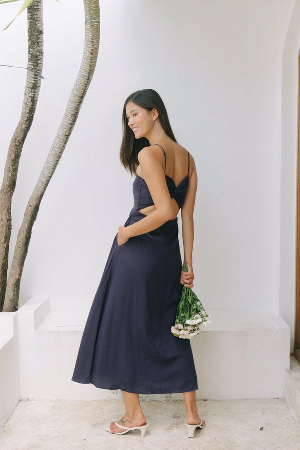 Phyllis Knot Back Maxi Dress in Navy