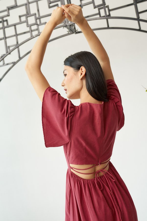 *Restock* Jayla Tie Back Dress in Rose Red