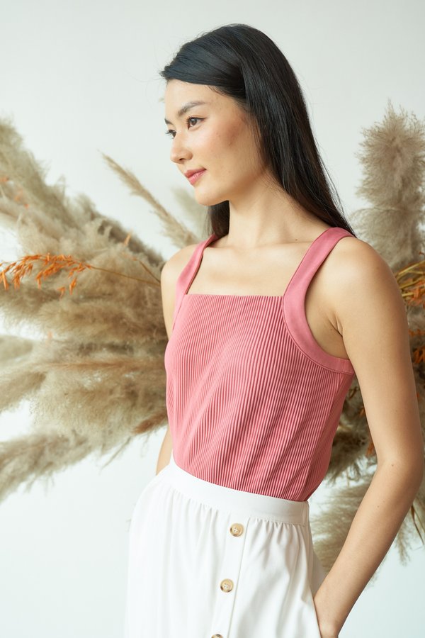 Lyla Pleated Top in Coral Pink