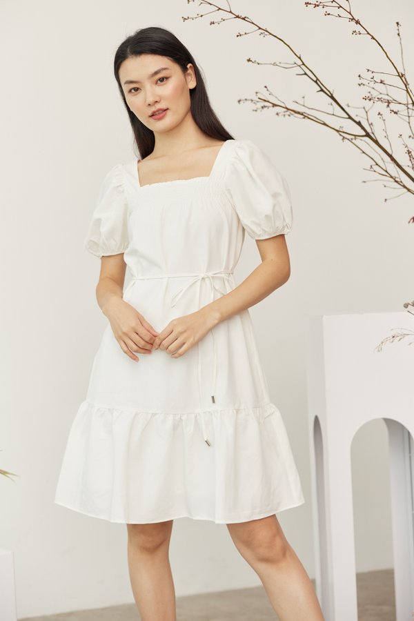 Maegan Dropwaist Dress in White